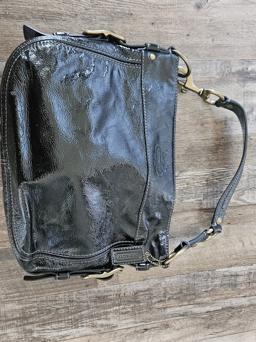 Coach Black Patent Leather Zoe  Shoulder Bag